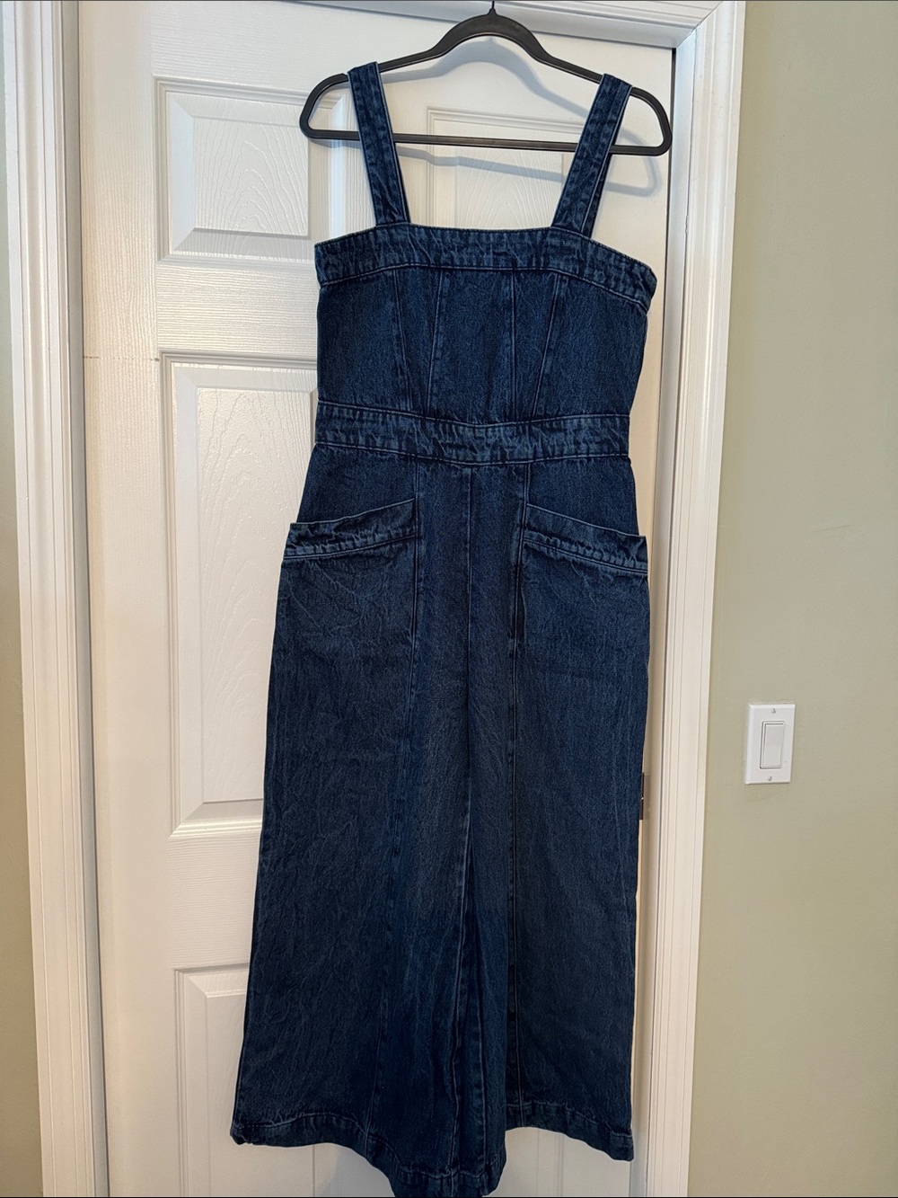 Tulip Women's Dark Blue Denim Jumper Dress with Pockets